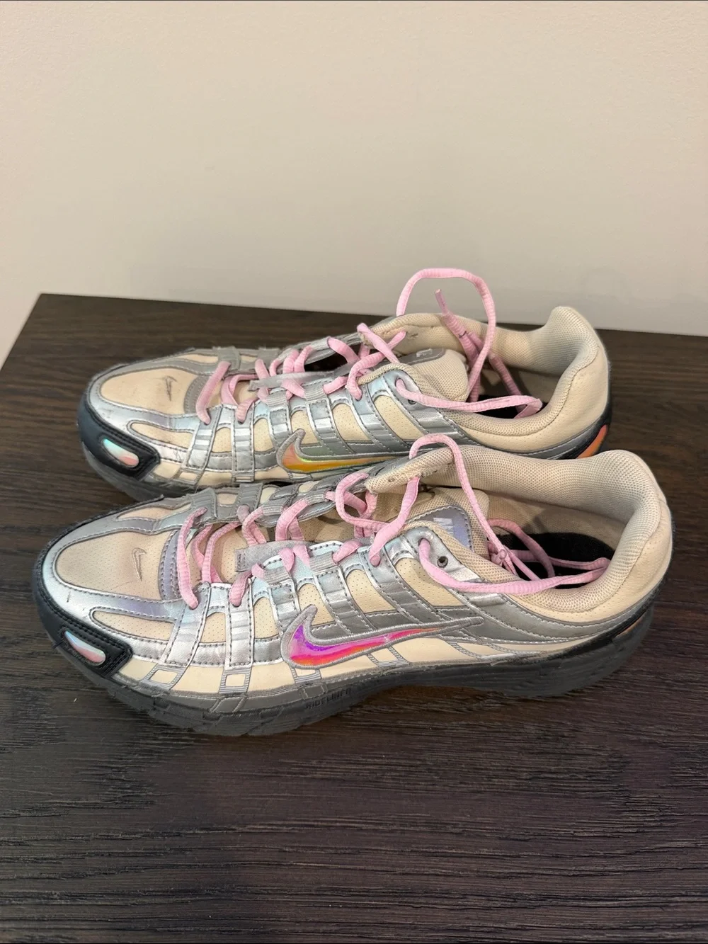 Nike Women’s Pink and Iridescent Silver Athletic Sneakers